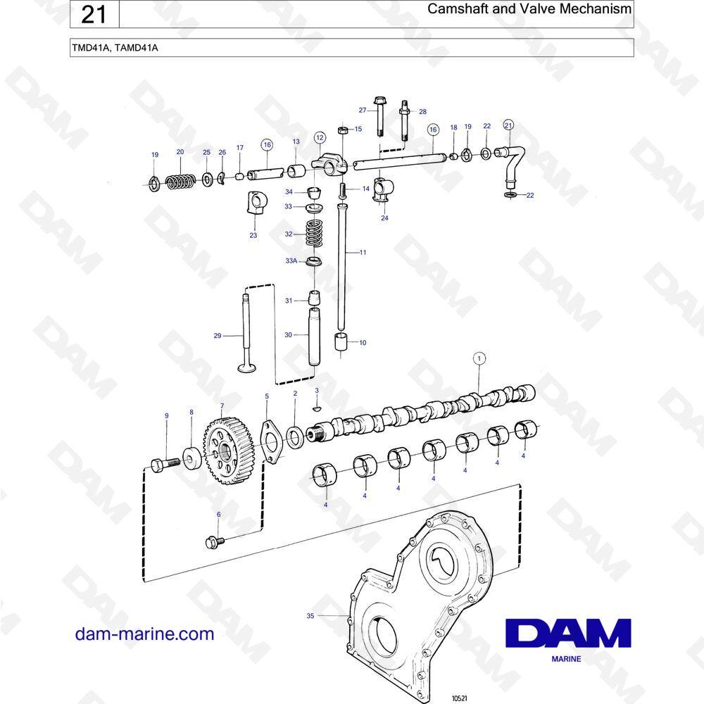 Spare parts and exploded views for Volvo Penta TAMD41A